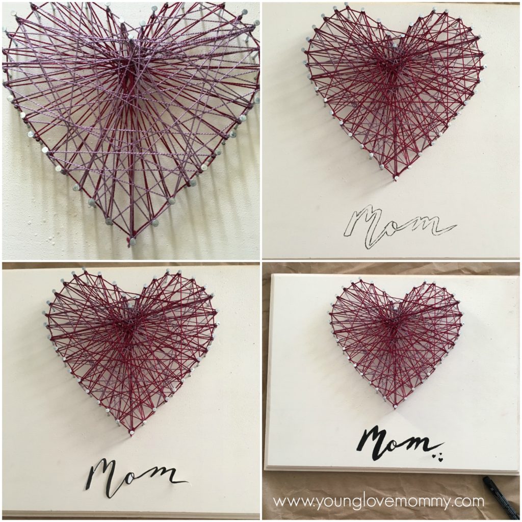 mother's day gift ideas, mother's day handmade gift ideas, string art tutorial, string art heart DIY