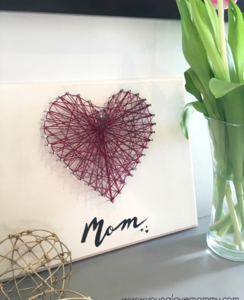 mother's day handmade gift ideas, string art tutorial, string art heart DIY